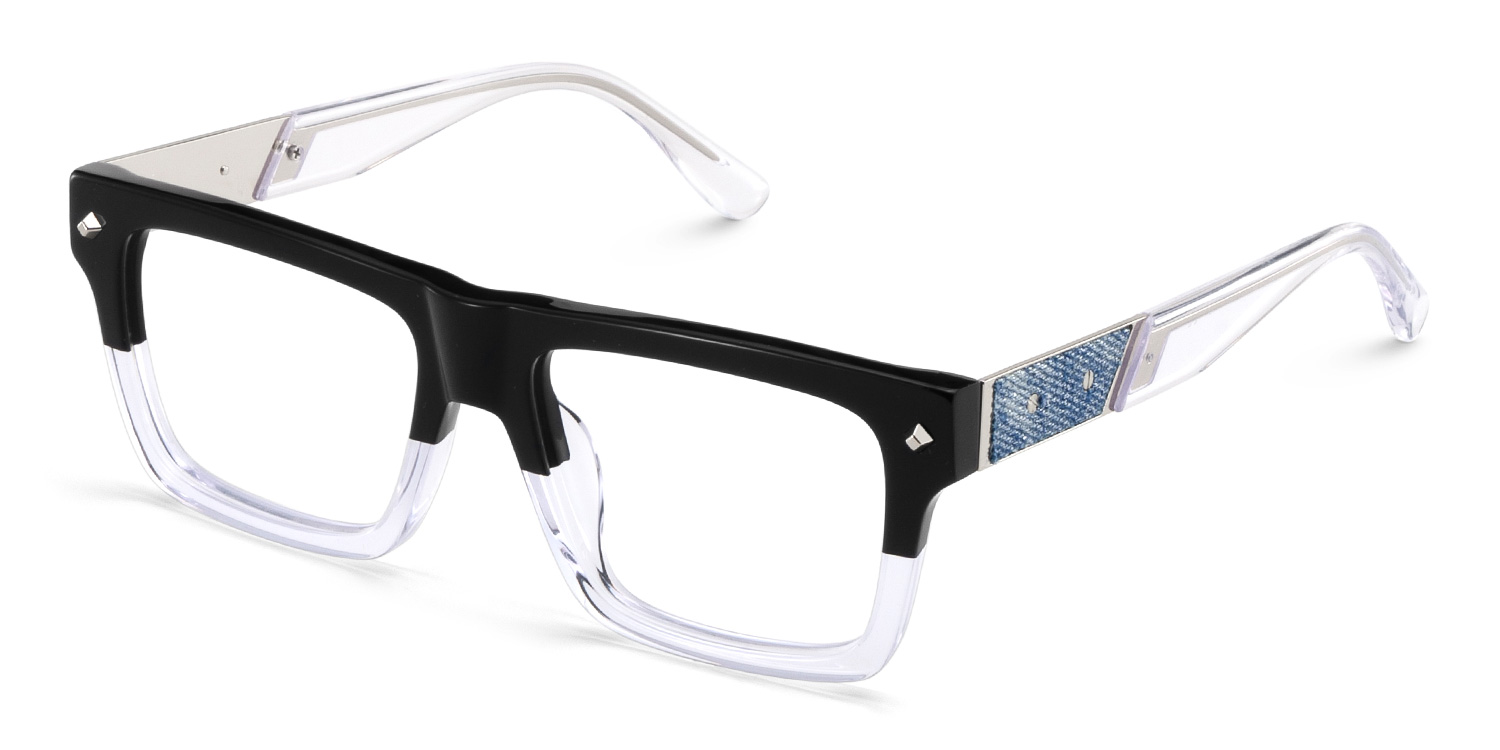 Trent Rectangle Black Clear Glasses3