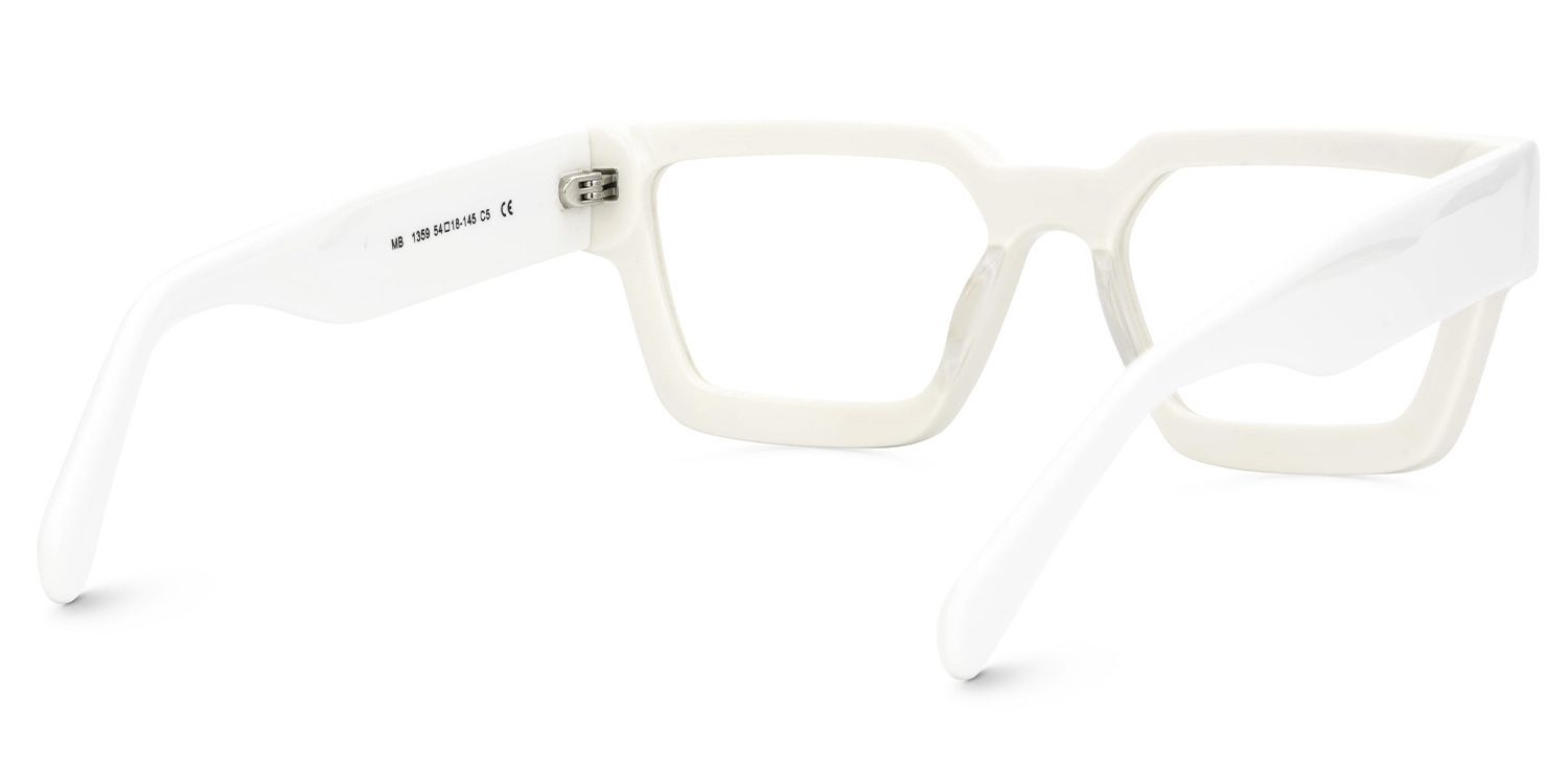 Gabriela Acetate Rectangle White Frame Glasses | ZEELOOL UK3