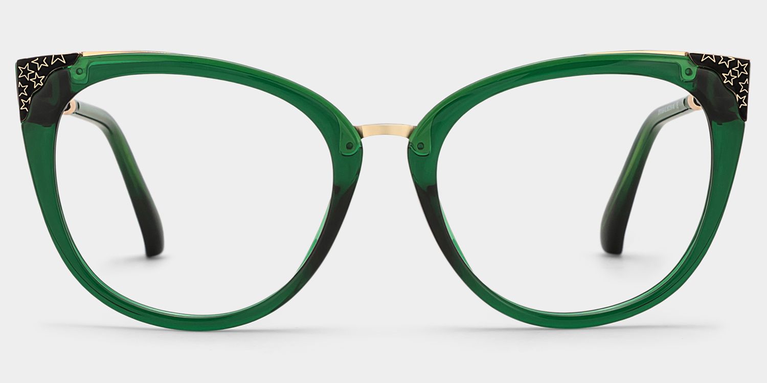 Dalton Cat Eye Dark Green Frame Glasses | ZEELOOL UK0