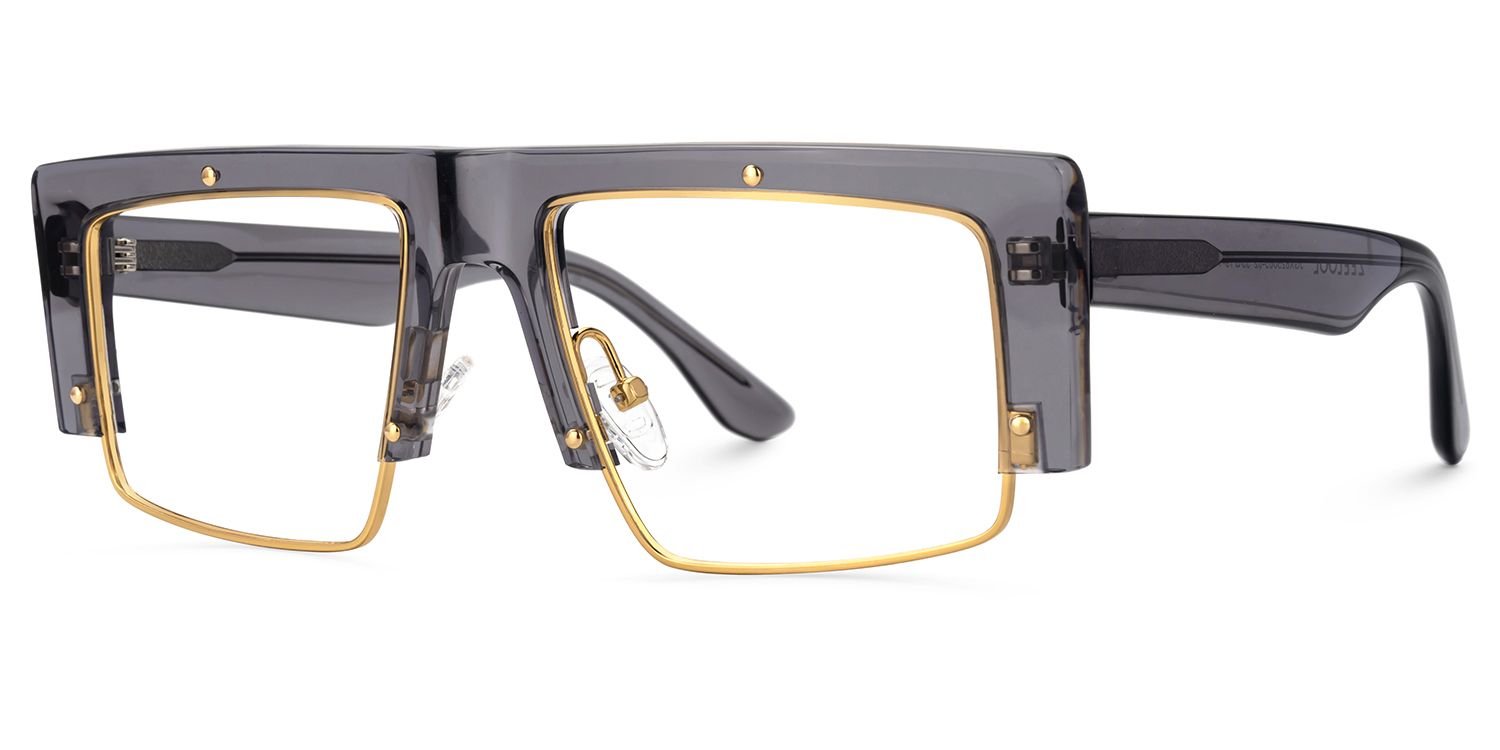 Maldonado Rectangle Grey Transparent Glasses | ZEELOOL UK2