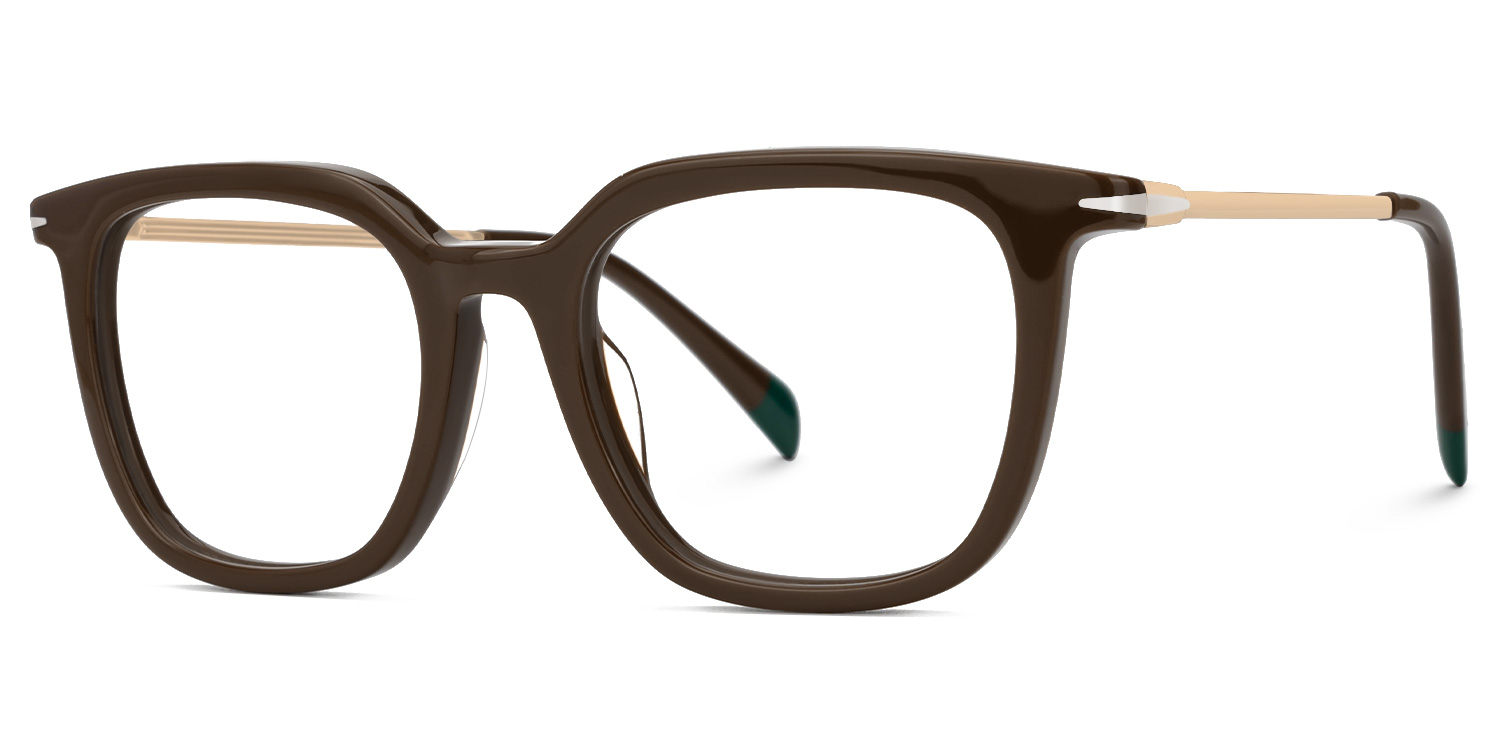 Bodali Mixed-Materials Square Brown Frame Glasses | ZEELOOL UK1