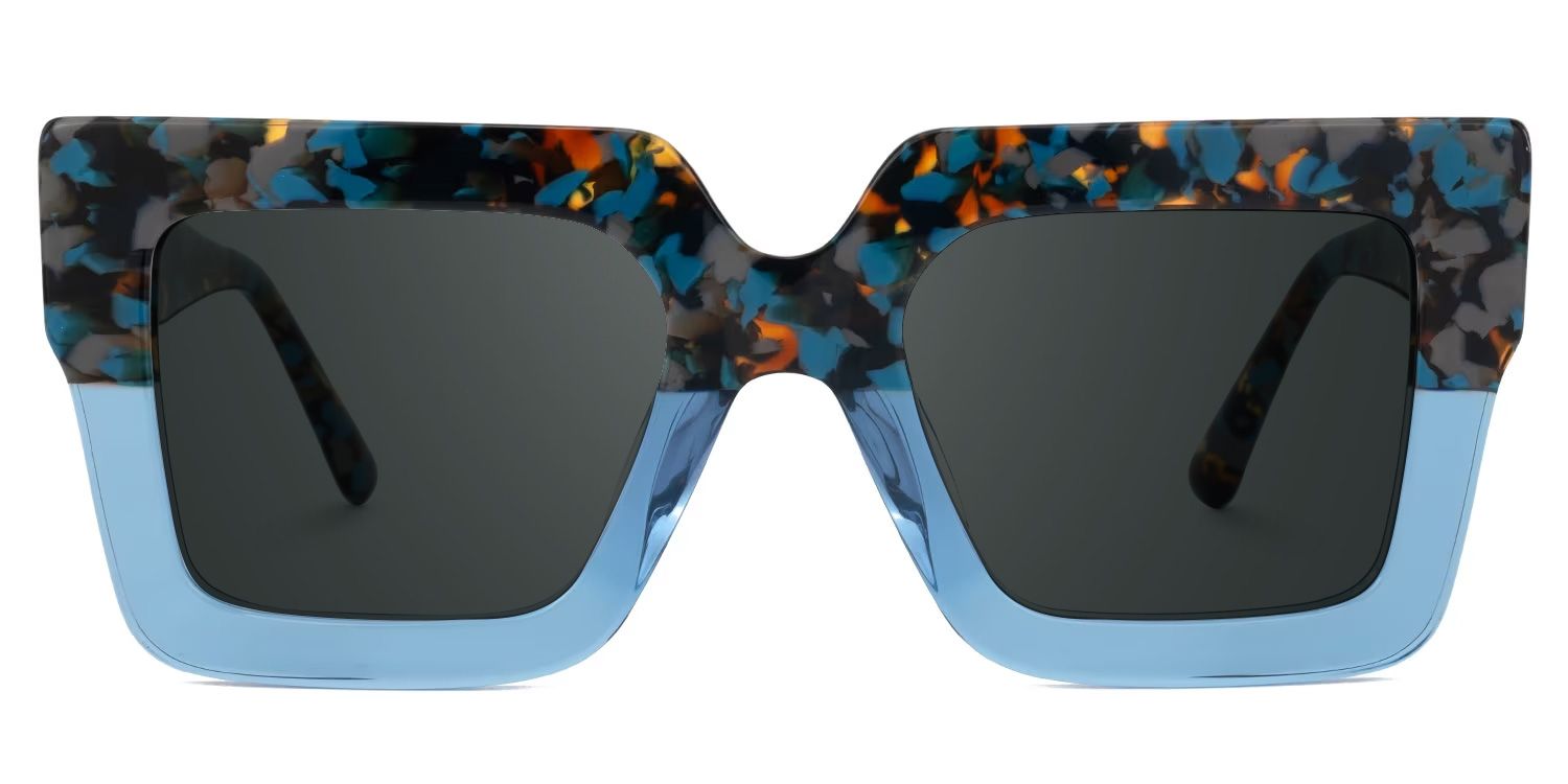 Brandon Square Sunglasses with Acetate Blue Frames | ZEELOOL CA0