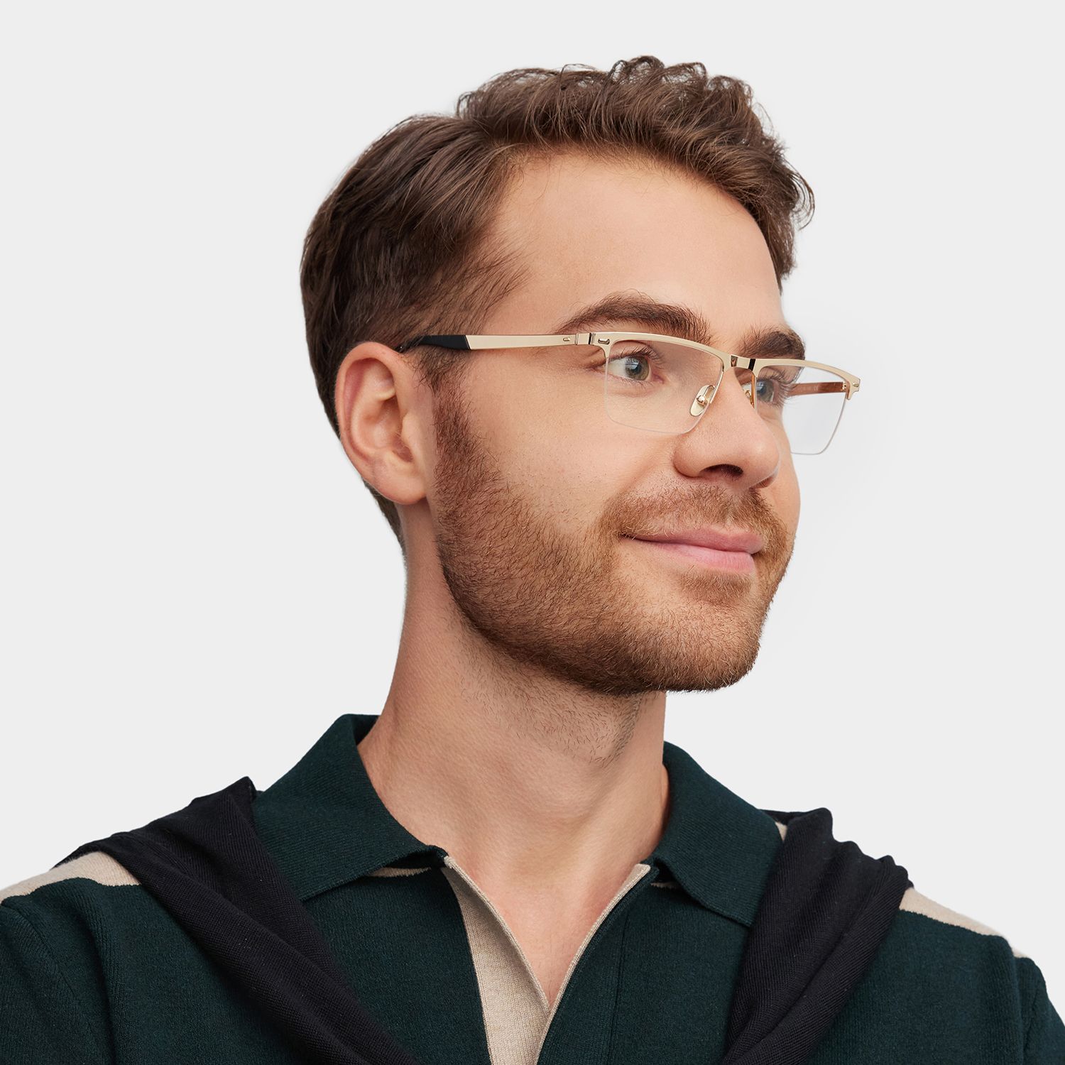 Browline Gold Eyeglasses- Brock Titanium Frame Glasses1