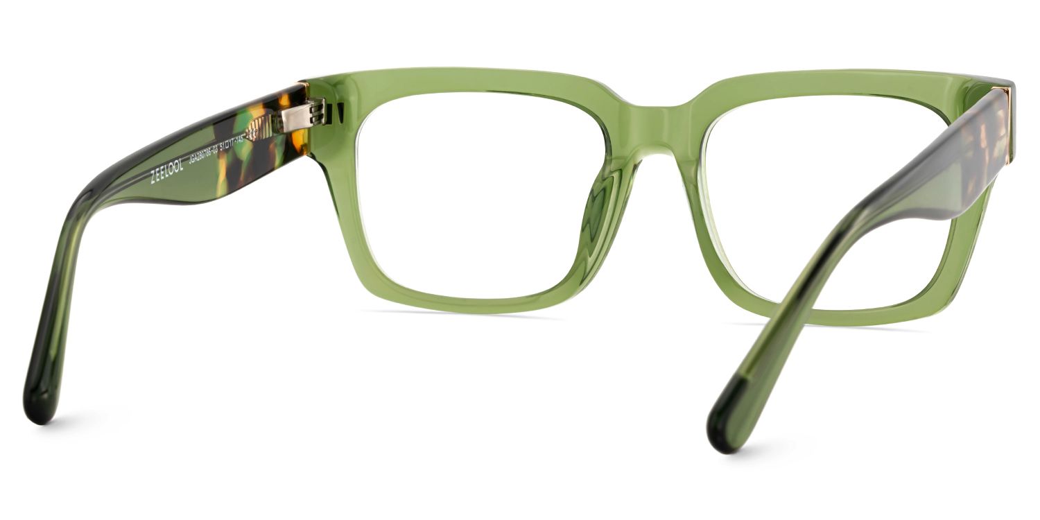 Clear Green Glasses Frames With Green and Tortoise Temples4