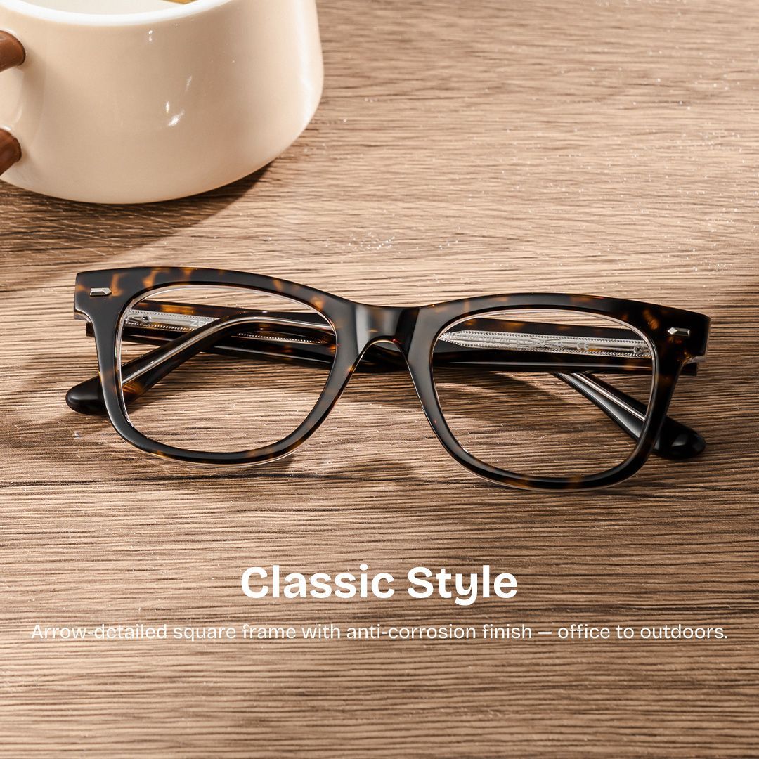 Robert Rectangle Tortoise Frame Glasses | ZEELOOL0