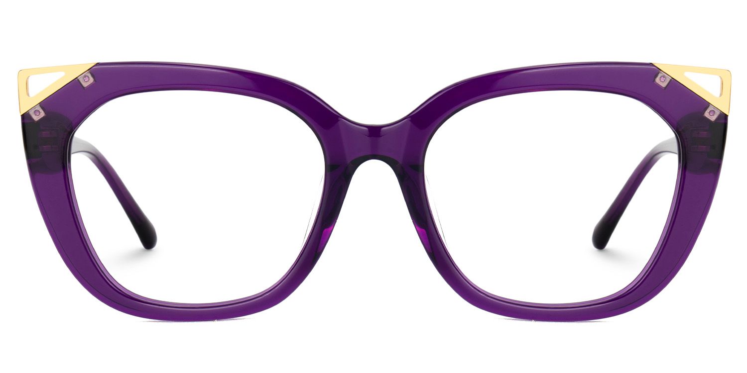 Hellena Cateye Clear Purple Glasses Frames for Ladies | ZEELOOL UK0