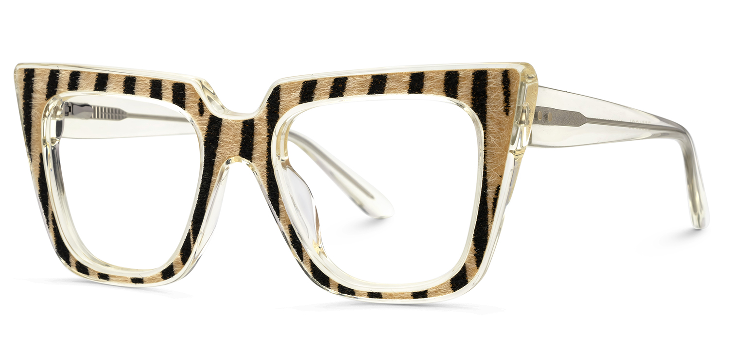 Tiger Print Glasses Frames With Crystal Temple3