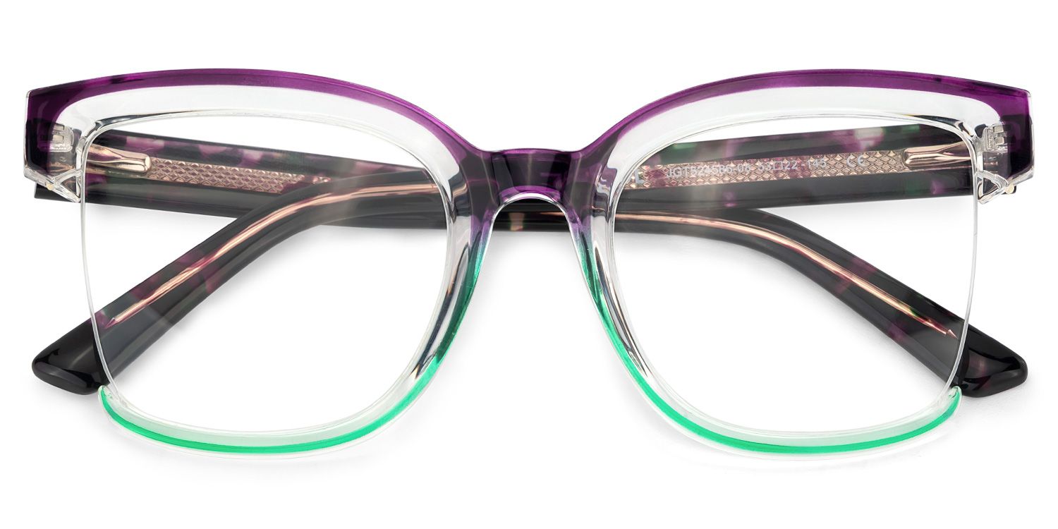 Square Cadogan Purple-Green Frame Glasses | Zeelool2