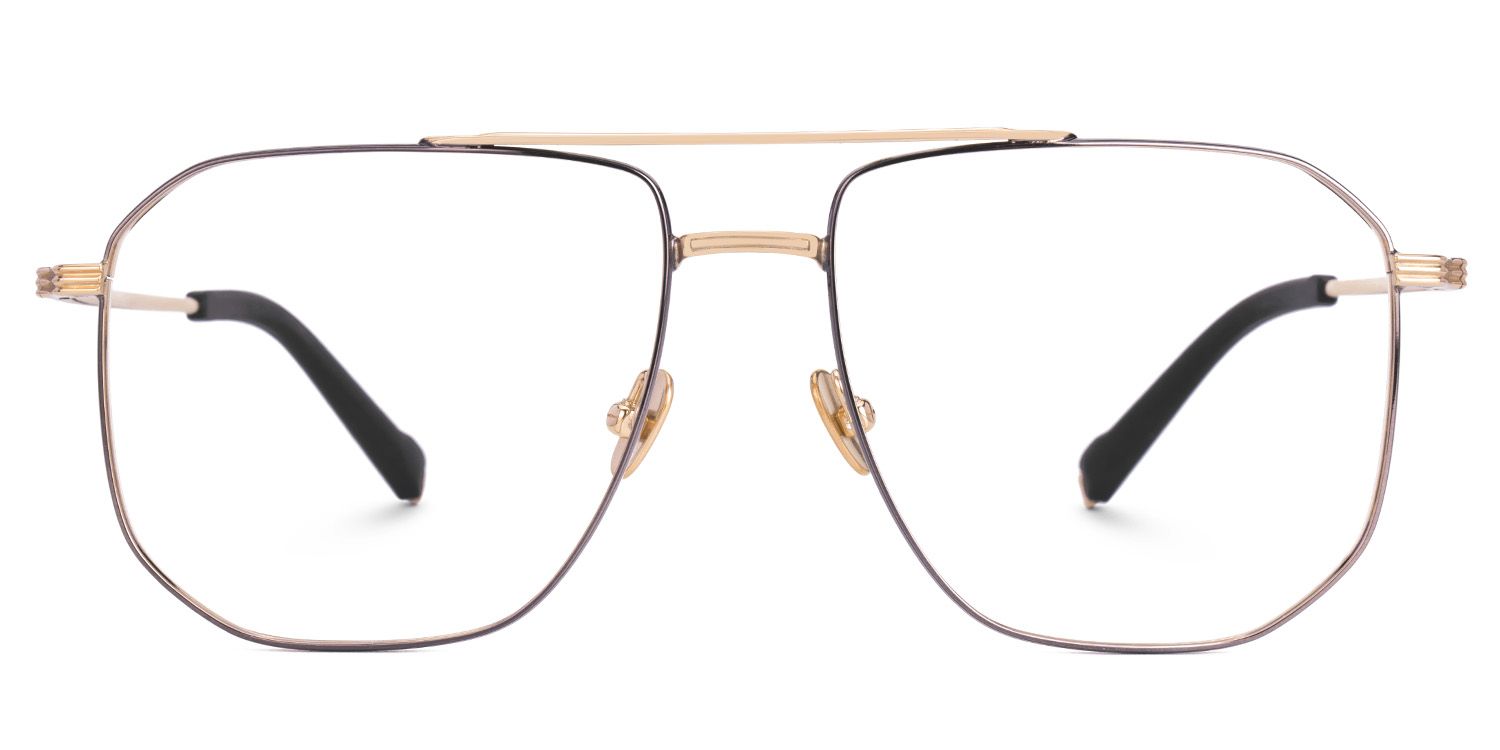 Aqua Titanium Black Gold Frame Glasses with Aviator Shape | ZEELOOL UK0