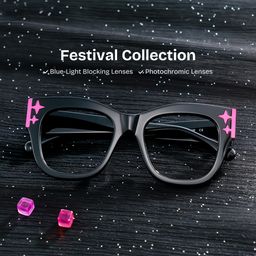 Minfia Square Black Glasses0