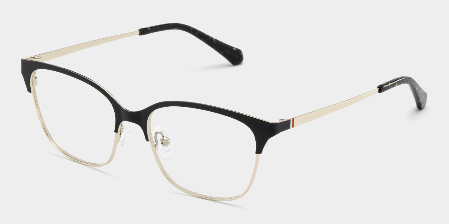 Vera Black Gold Frame Glasses with Browline Frame Online | ZEELOOL UK3
