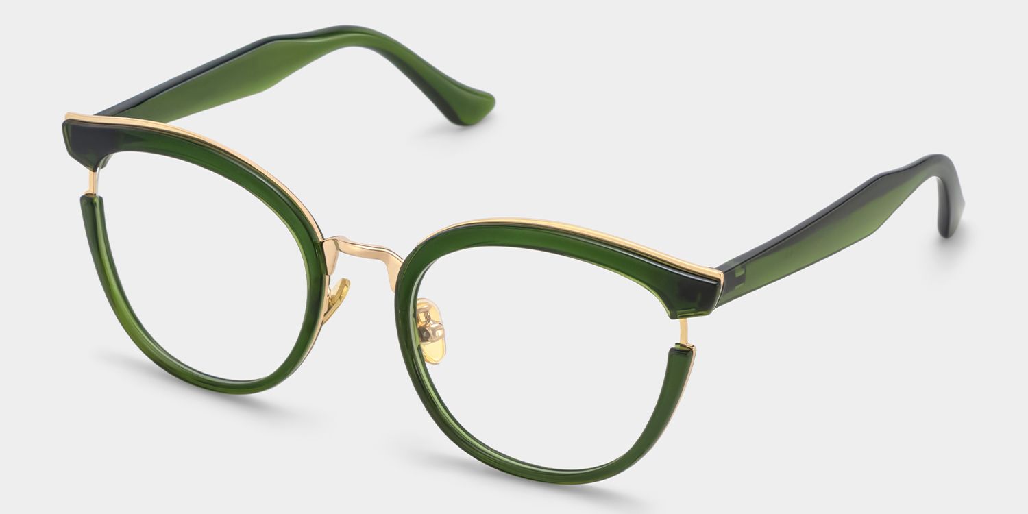 Laraine Cateye Green Eyeglasses & Metal Frames2