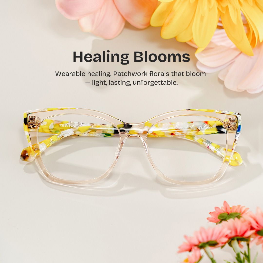 Maple Yellow Butterfly Eyeglasses with Flowers on Them | ZEELOOL0