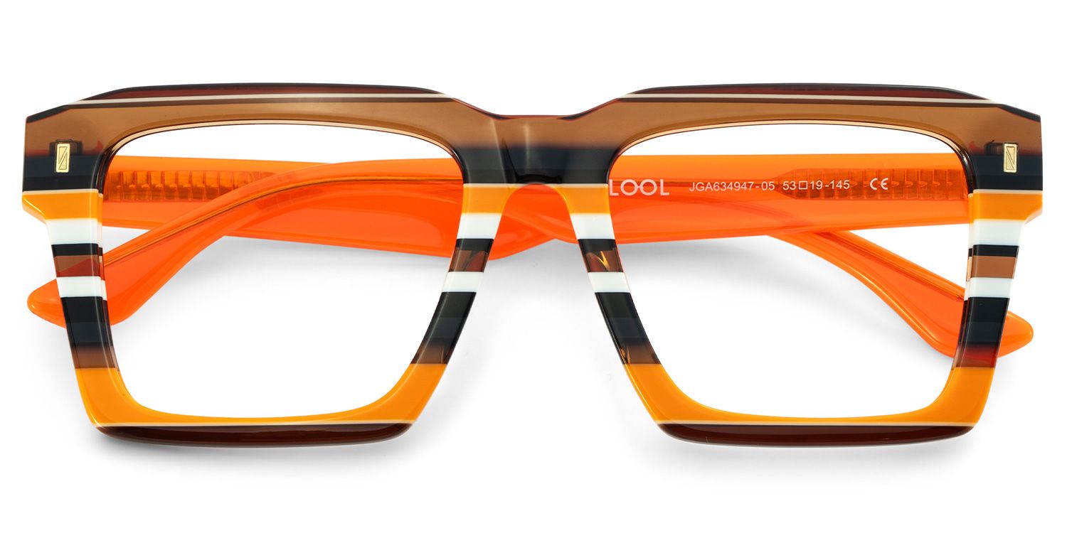 Large Square Prescription Glasses With Orange Brown Stripes2