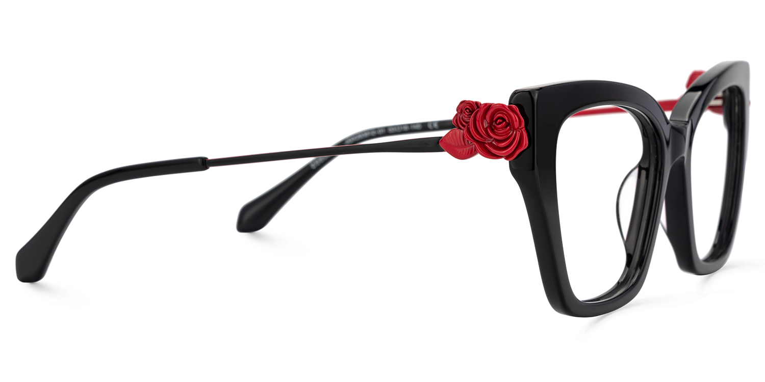 Black Butterfly Glasses With Red Rose | ZEELOOL UK3