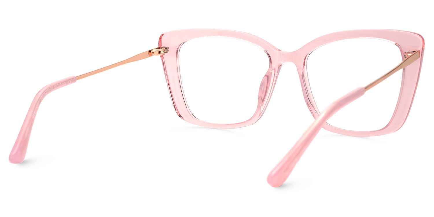 Sheyla Cat Eye Transparent Pink Frame Glasses For Women | ZEELOOL UK4