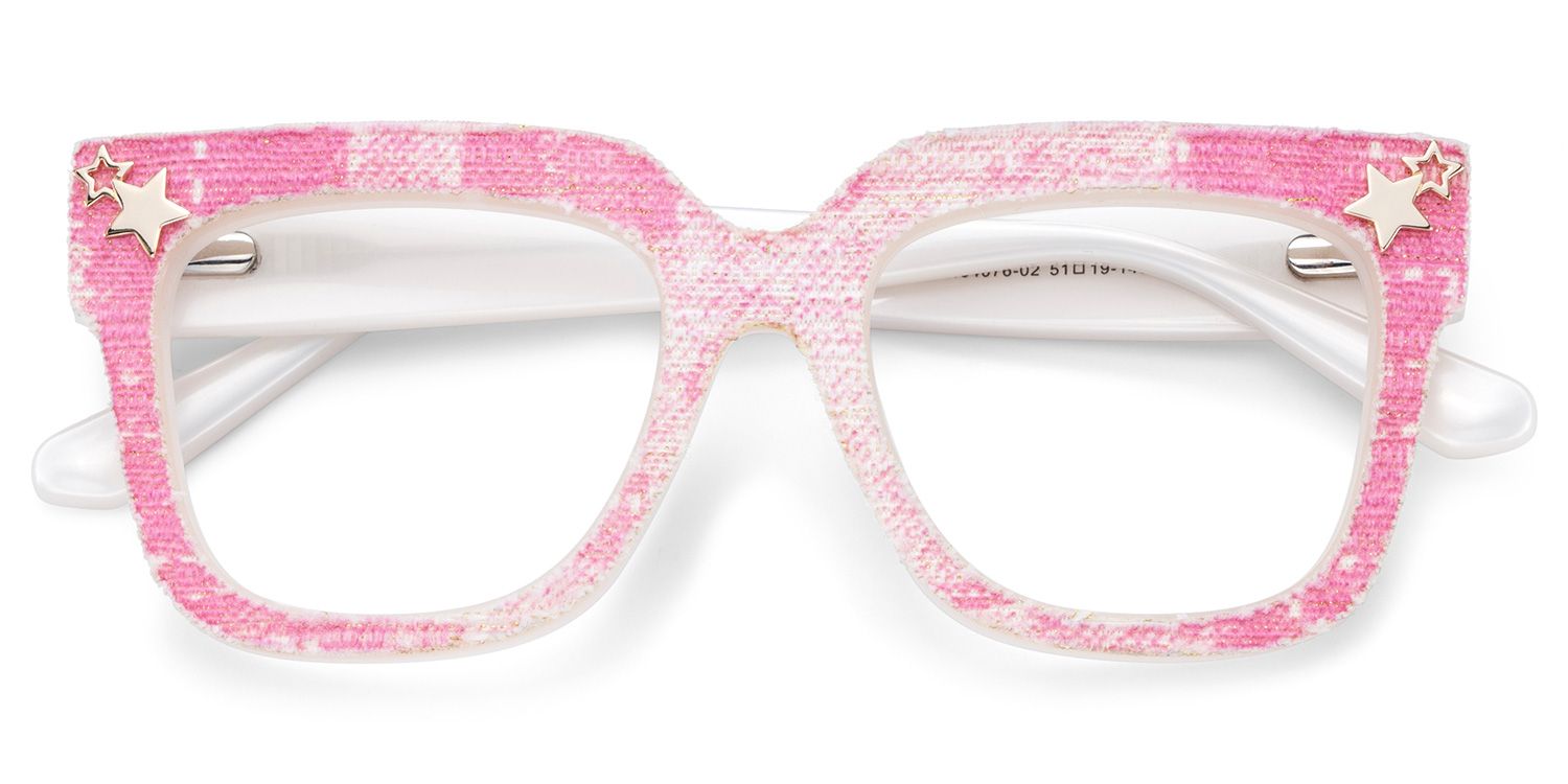 Teresita Thick Pink Denim Glasses in Square Design | ZEELOOL UK2