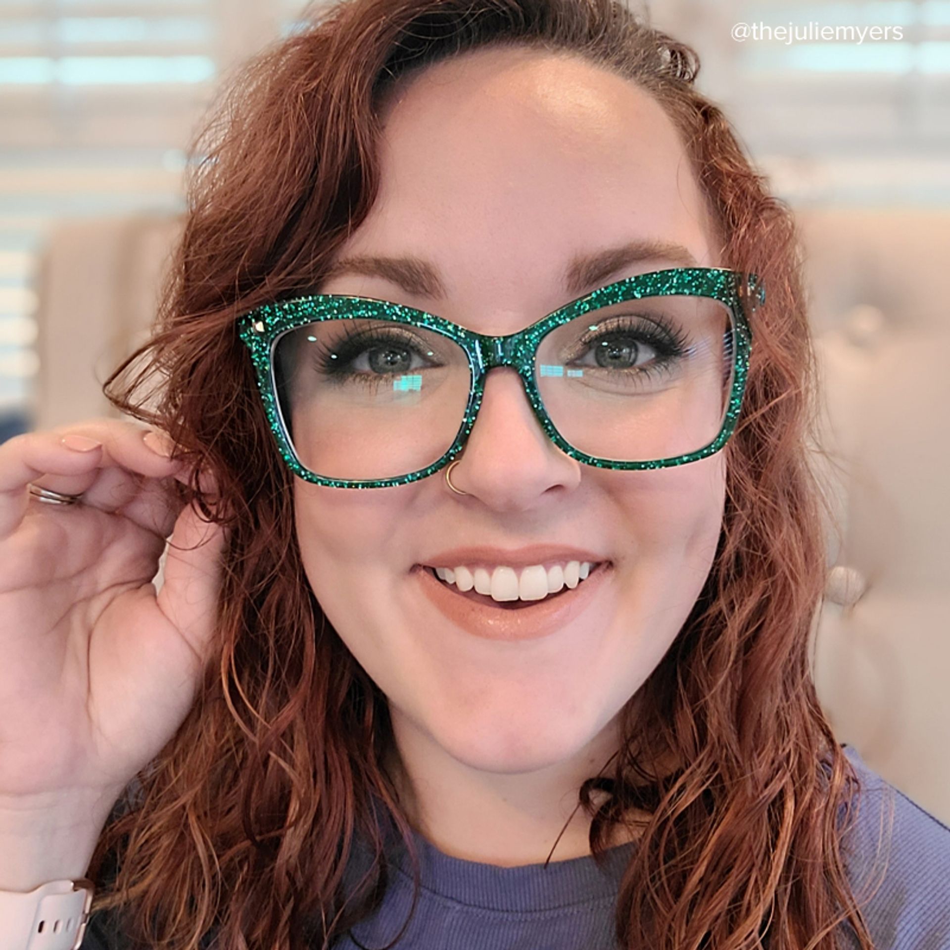 Isaebella Butterfly Green Glitter Frame Glasses for Women10