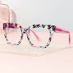 Yaniska Square Pink Leopard Glasses0