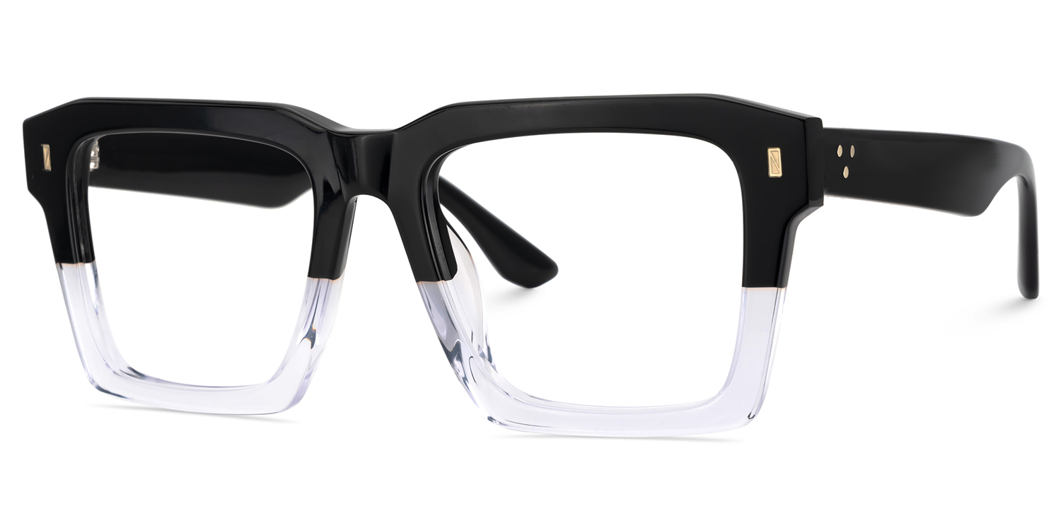 Large Square Prescription Glasses With Black And Crystal Color4