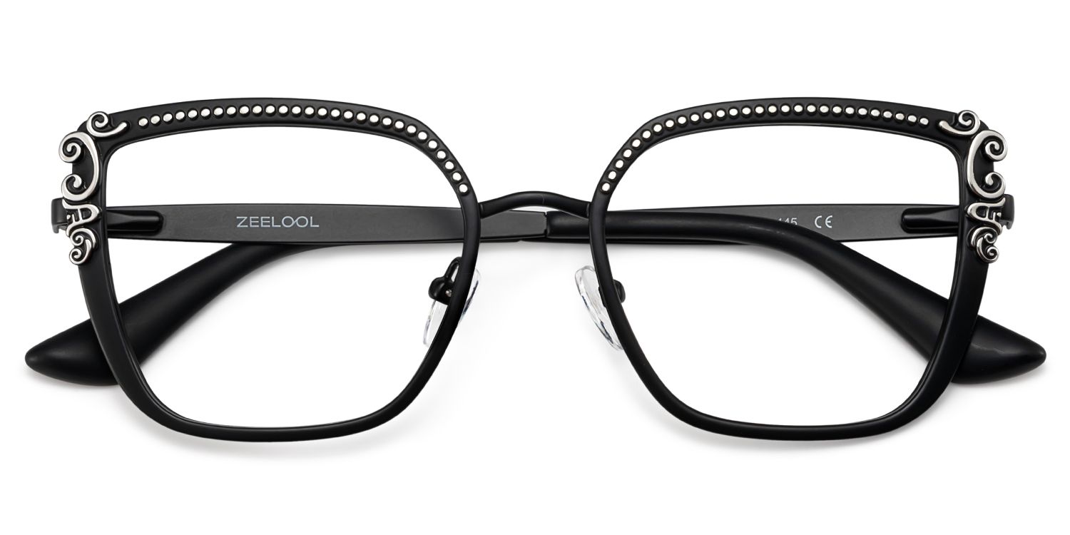 Women's Black Frame Glasses in Square Shape2