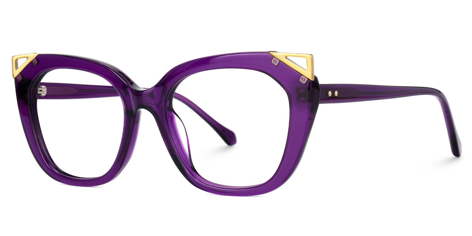 Hellena Cateye Clear Purple Glasses Frames for Ladies | ZEELOOL UK1