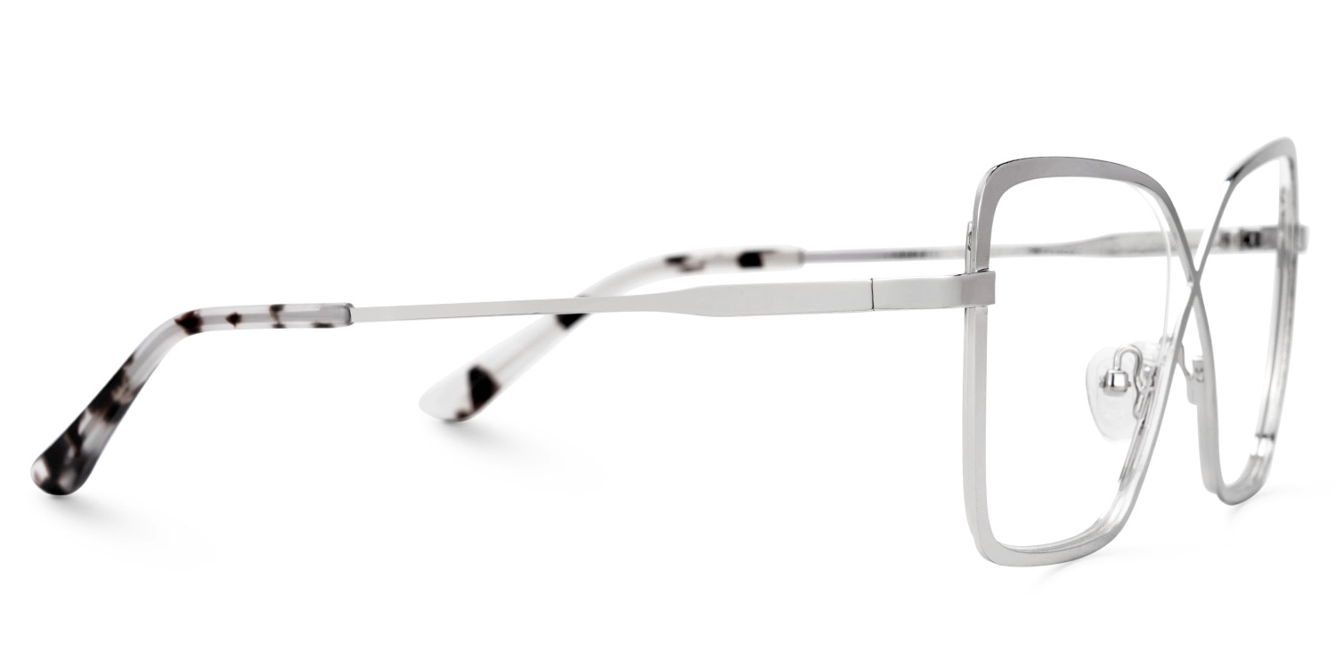 Racquel Silver Metal Glasses Frames in Square Semi-Rimless  | ZEELOOL UK2