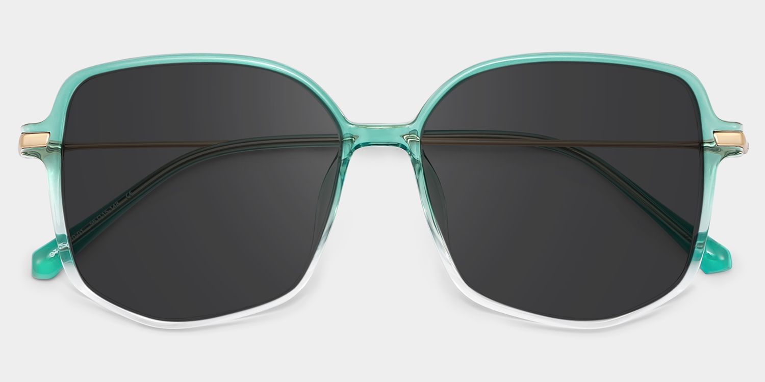 Payton Tr90 Green Geometric Frame Sunglasses | ZEELOOL UK1