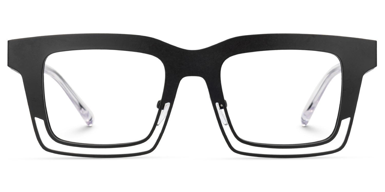 Evan Rectangle Black Frame Eyeglasses for Males | ZEELOOL UK0