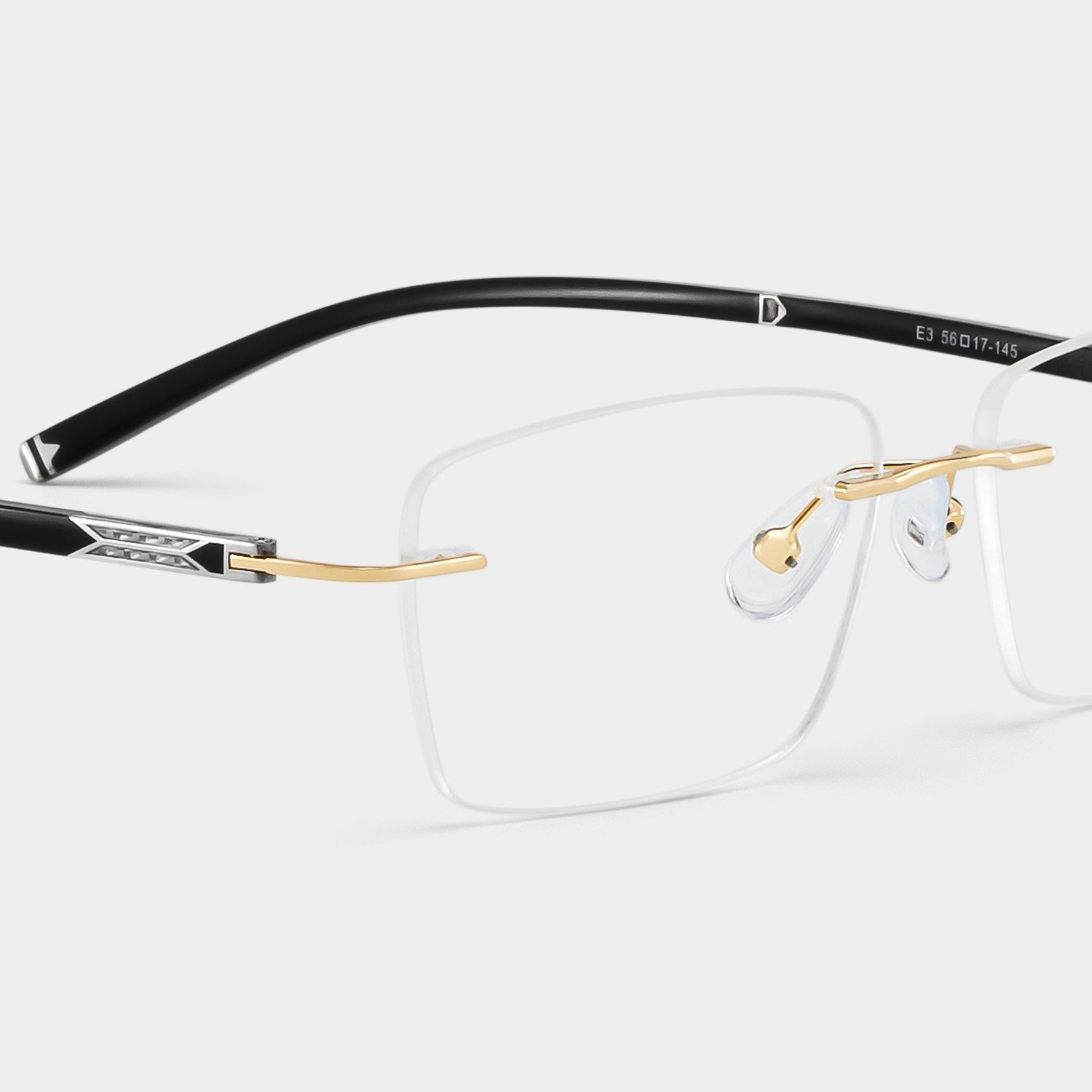 Adeline Gold Rimless Glasses for Men in Rectangle Frame | ZEELOOL4