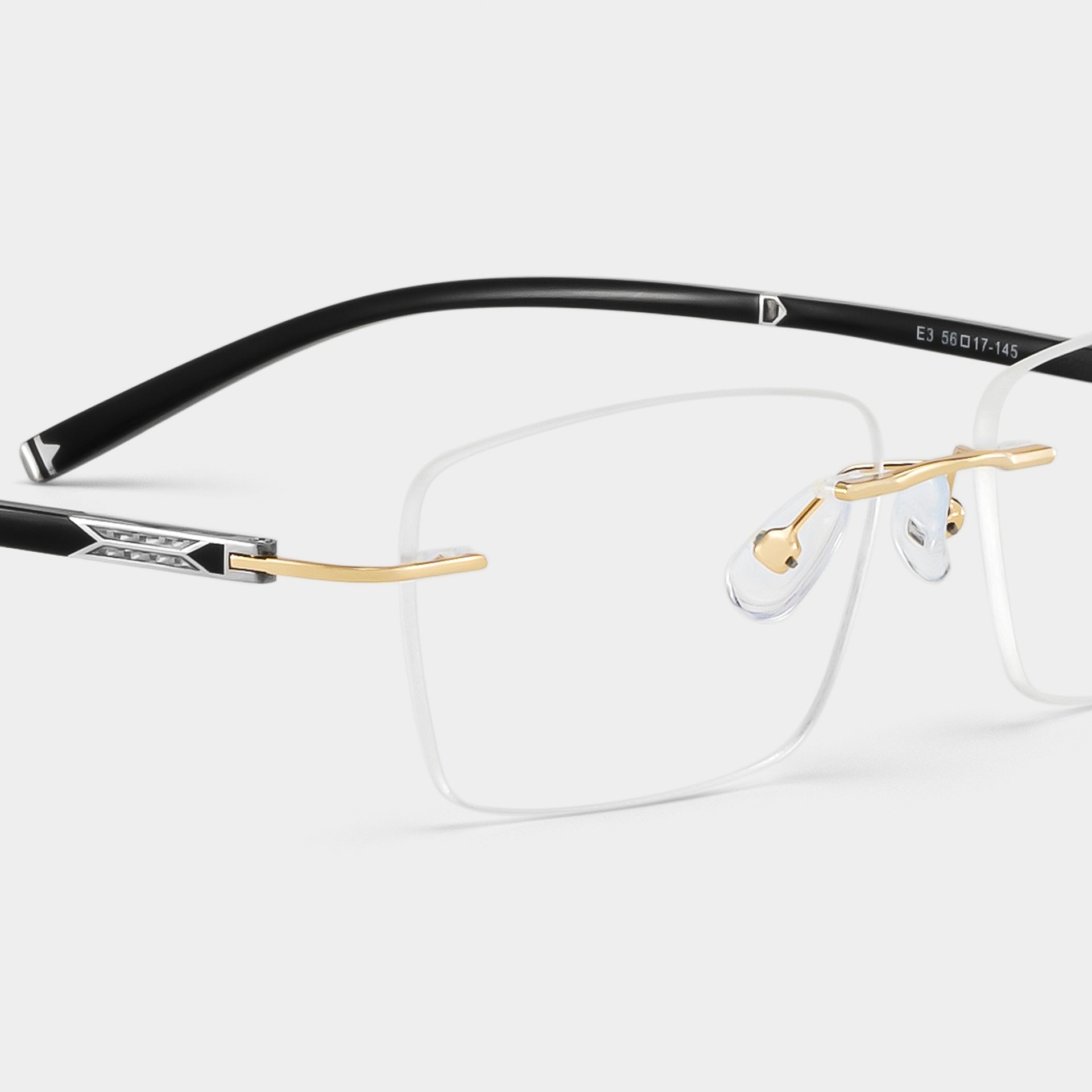 Adeline Gold Rimless Glasses for Men in Rectangle Frame | ZEELOOL4
