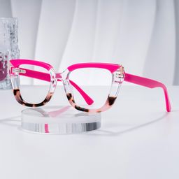 Lannez Rectangle Neon Pink Glasses0