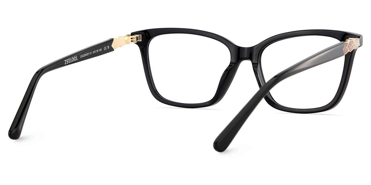 Theo Acetate Black Frame Glasses with Square Shape | ZEELOOL UK5