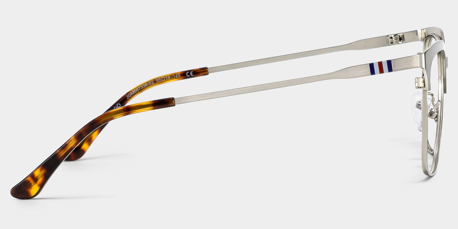 Cleo Silver Frame Glasses with Browline Frame Online | ZEELOOL UK4