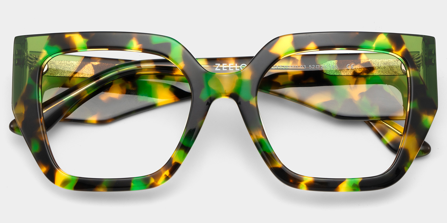 Viva Green Tortoise Frame Glasses with Square Frame Online | ZEELOOL UK2