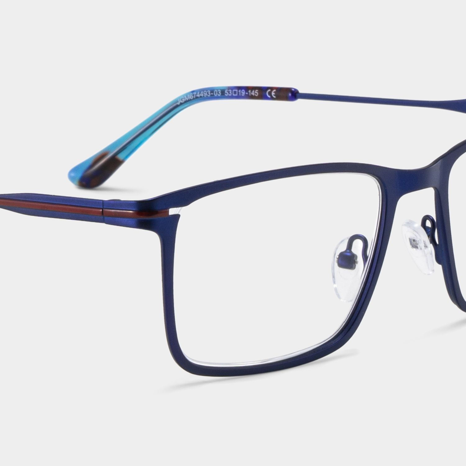 Rectangle Blue Eyeglasses- Roxana Metal Frame Glasses4