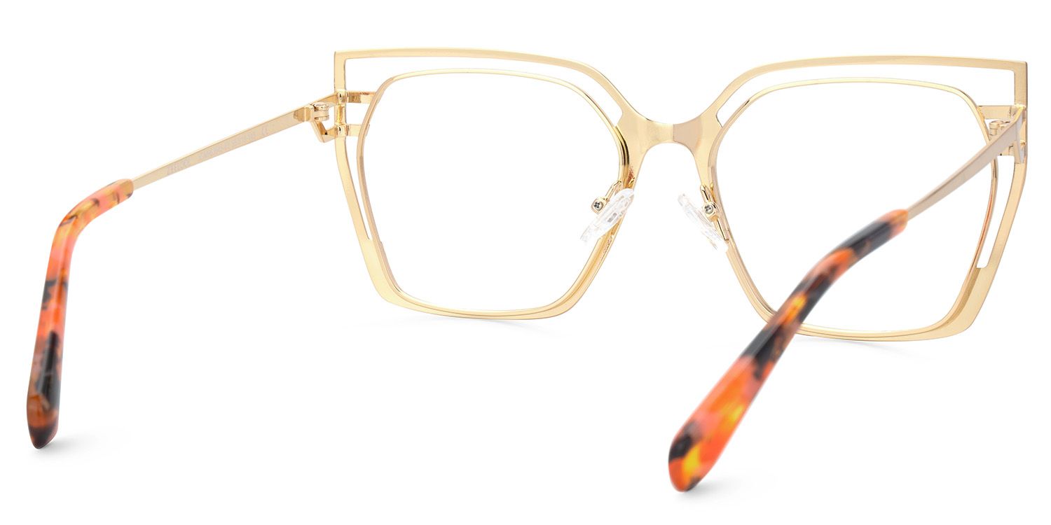 Quinn Black Orange Geometric Designer Metal Glasses Frames on Sale3