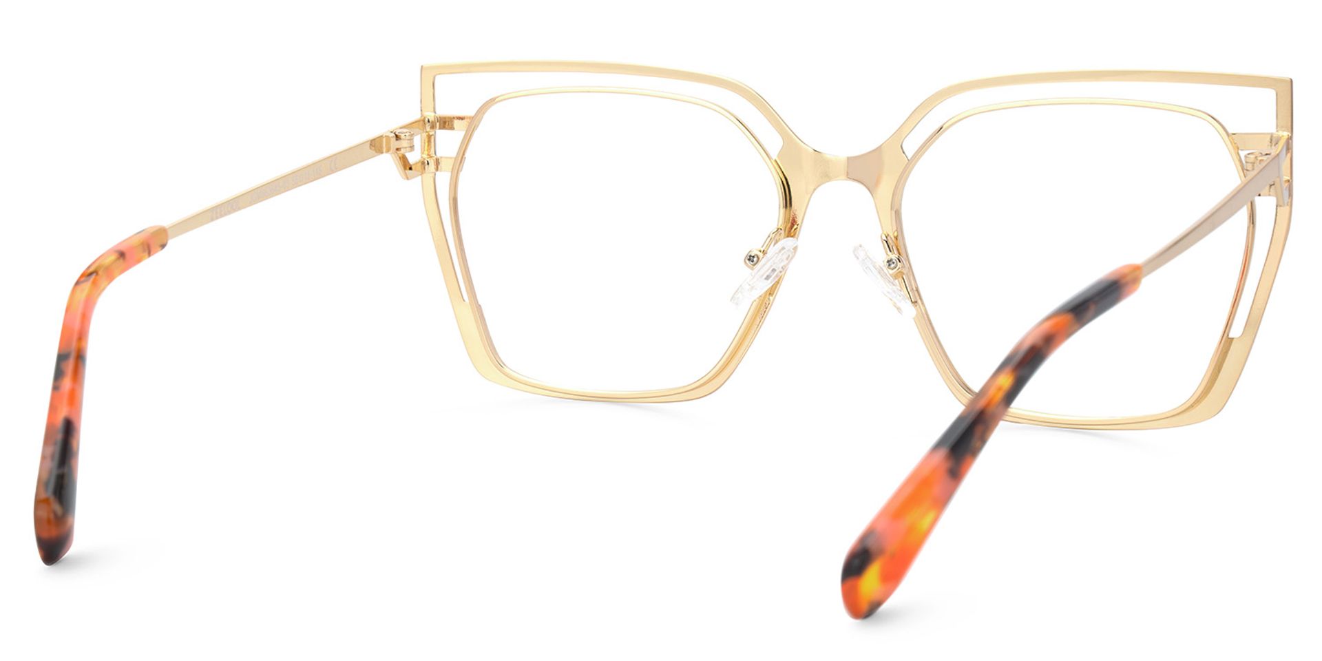 Quinn Black Orange Geometric Designer Metal Glasses Frames on Sale3