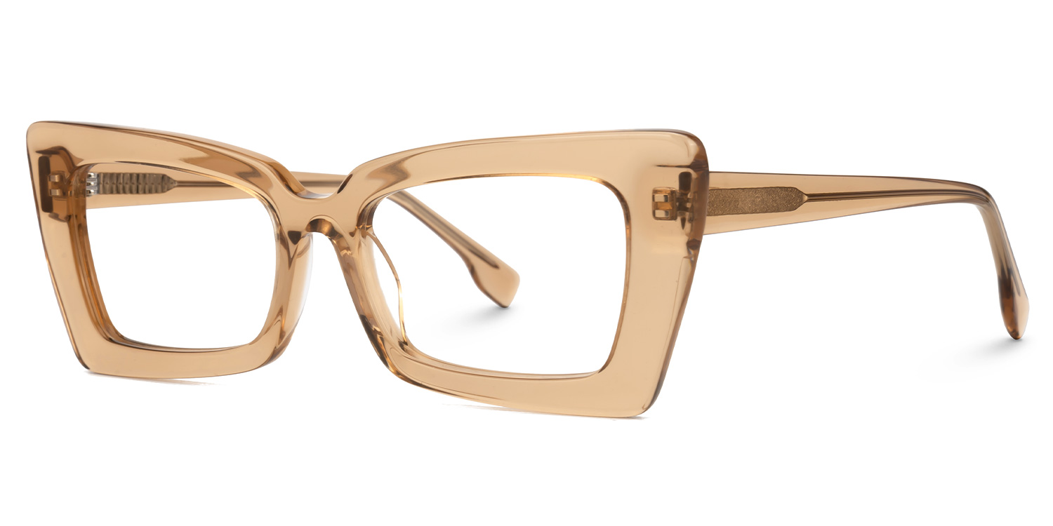 Newell Rectangle Translucent Brown Frame Glasses | ZEELOOL UK1
