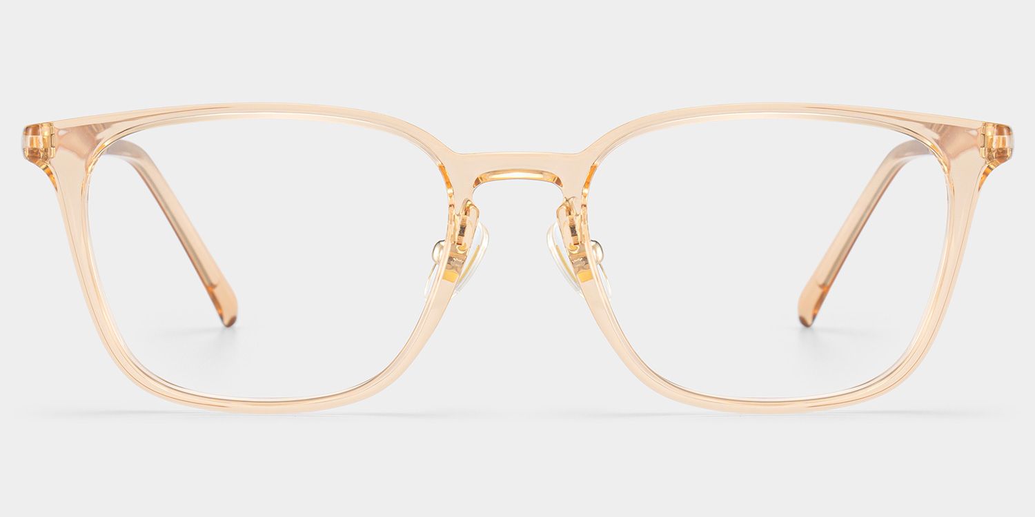 Lily Rectangular Round Glasses in Light Yellow Frame | ZEELOOL UK1