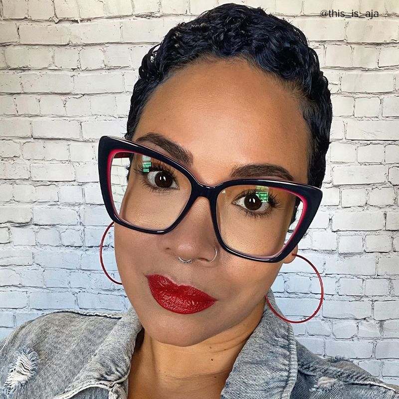 Shanell Butterfly Blue-Red Frame Glasses | ZEELOOL UK4