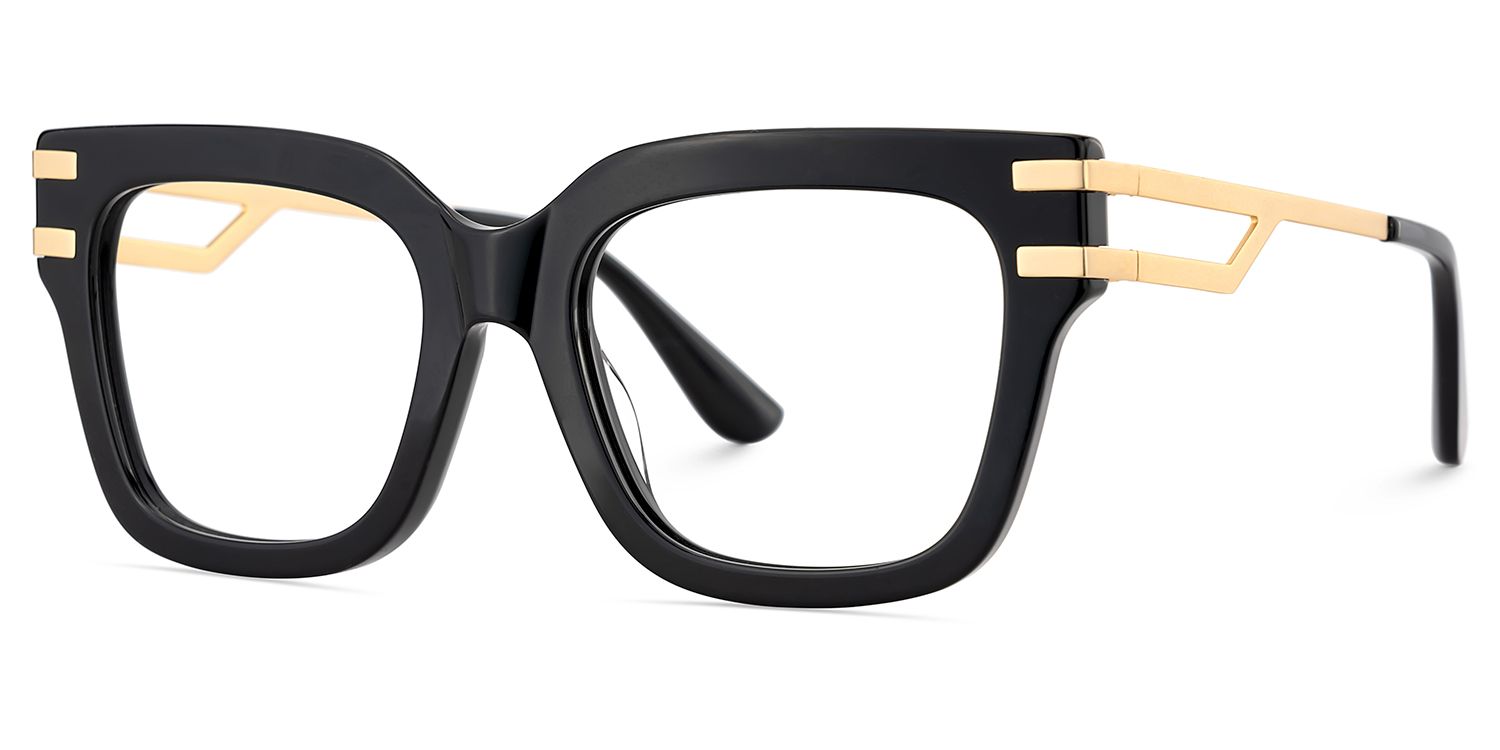 Square Cat-Eye Glasses With Black Color3