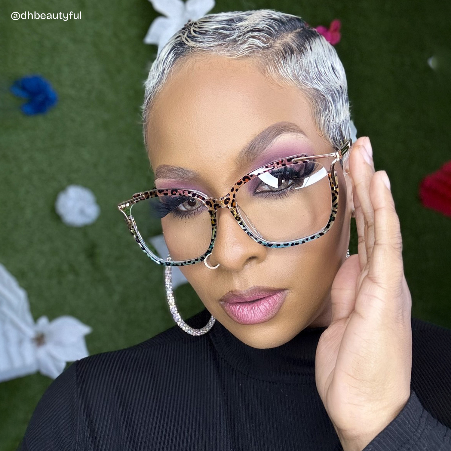 Sidibe Square Blue Leopard Glasses6