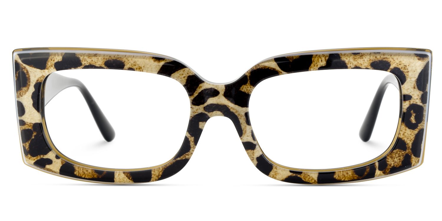 Orduno Brown Leopard Rectangle Shape Eyeglasses | ZEELOOL UK1