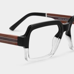 Jack Rectangle Black & Clear Glasses6