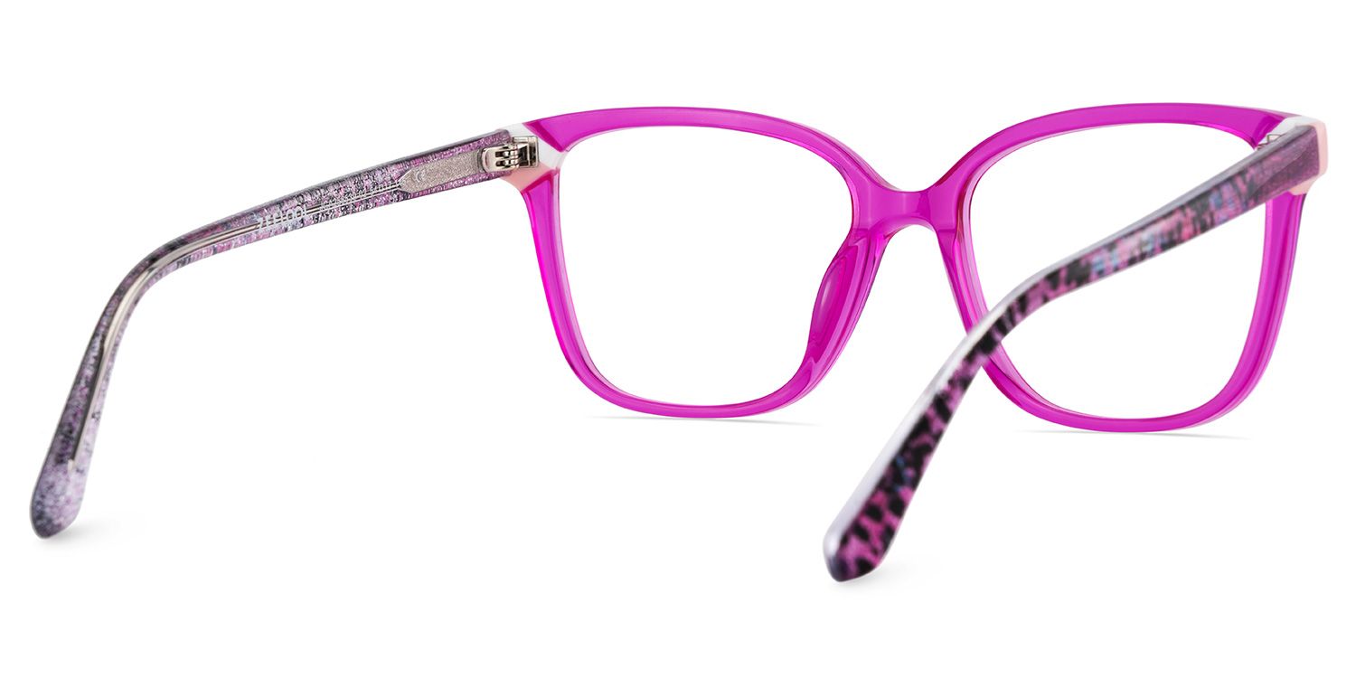 Thin Neon Pink Glasses Frame with a Square Shape6