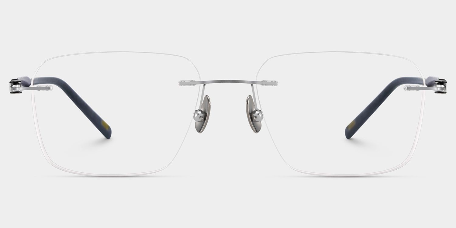 Claire Rectangle Silver Frame Eyeglasses for Man| ZEELOOL UK2