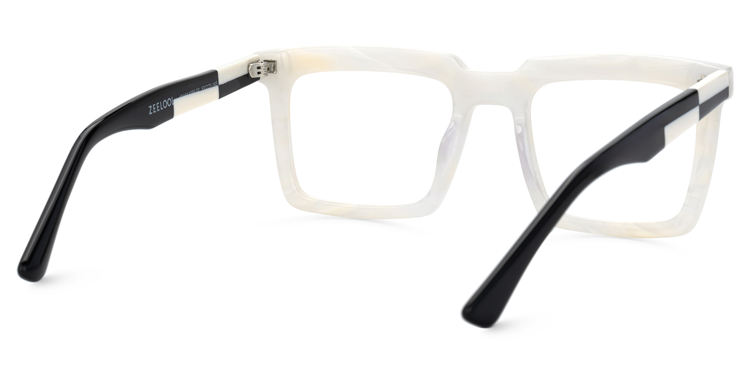 Leblanc Square White Acetate Glasses for Men | ZEELOOL UK4