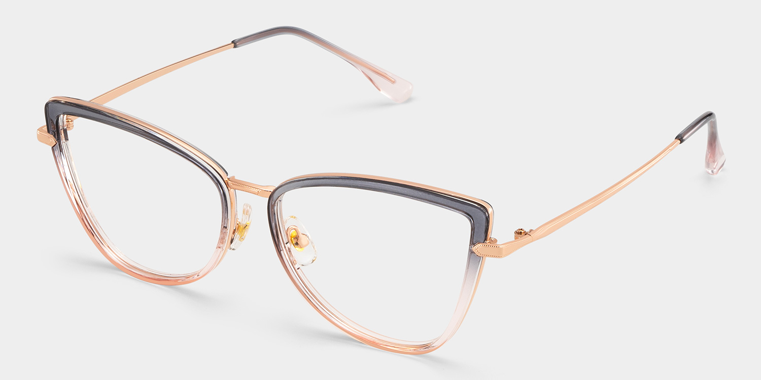 Cat eye Two-tone Eyeglasses- Sloane Mixed Frame Glasses2