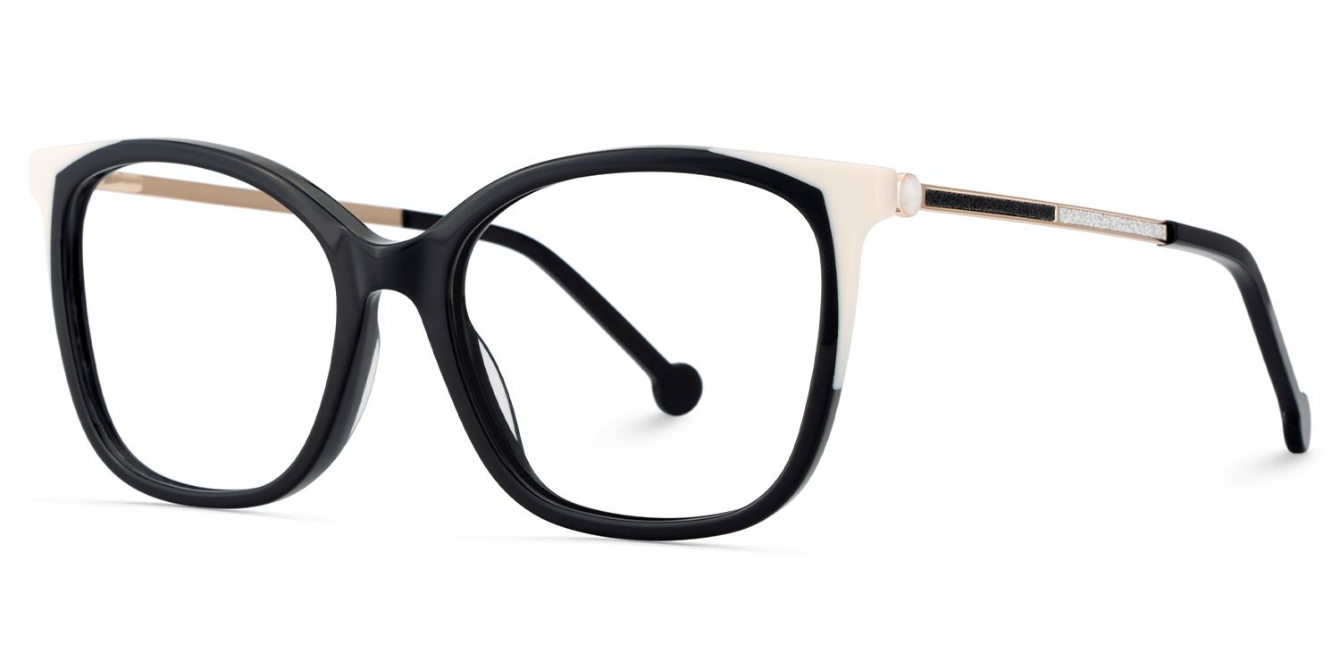 Nico Eyeglasses in Square Black White Frame | ZEELOOL UK3